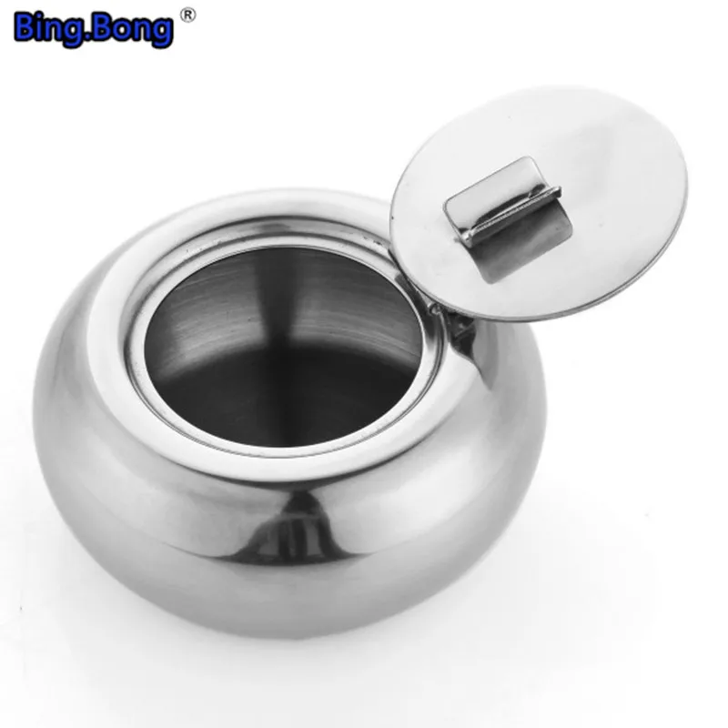 

Stainless Steel box Drum Shape Ashtray Cigarette Cigar Smoking Smoke Ash Tray thickening gift fashion brief with lid office man
