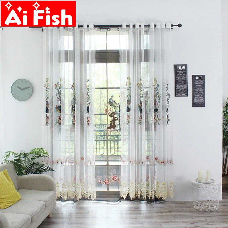 New Chinese style Classical Peacock Embroidered Sheer Panels Luxury Phoenix Window Curtains For Living Room Tulle Drapes M042#40
New Chinese style Classical Peacock Embroidered Sheer Panels Luxury Phoenix Window Curtains For Living Room Tulle Drapes M042#40