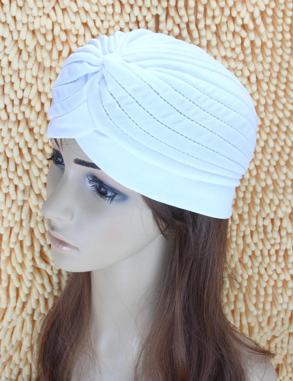 2016 New Fashion Women Turban Hat Bohemia 21 Solid Color Fold Beanies Female Simple Autumn Bonnet Indian Turban Hats For Women (15)