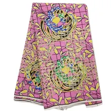 Rosa Fiore Stampato Cotone Africano Cera Eccellente del Tessuto Del Ricamo di Strass Africa Nigeriano Vero E Proprio Pagne Ankara Cera 6 Yards/lot(China)