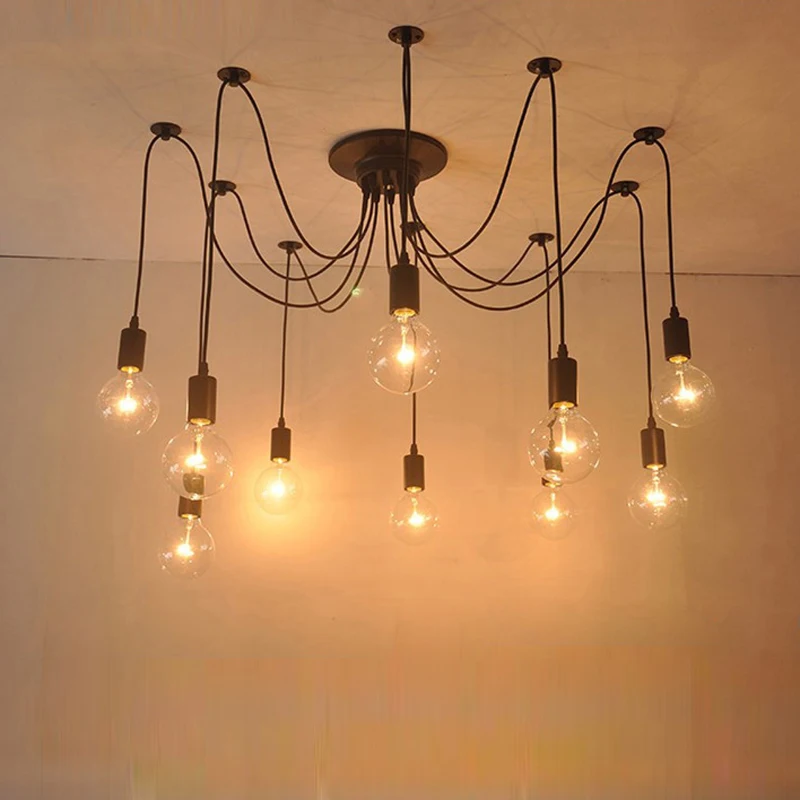 Retro Hanging Lamps Edison Bulb Spider Ceiling Lamp Fixture for Living Room Pendant Lights Modern Chandelier Black Linear
Retro Hanging Lamps Edison Bulb Spider Ceiling Lamp Fixture for Living Room Pendant Lights Modern Chandelier Black Linear