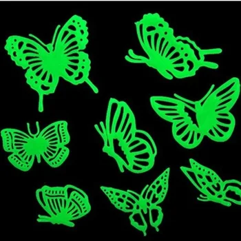 

SAILEROAD 8Pcs/Bag Butterfly Luminous Stickers Stereo 3D Fluorescent Beautiful Cute Sticker Glow In The Dark Stars For Kids Gift