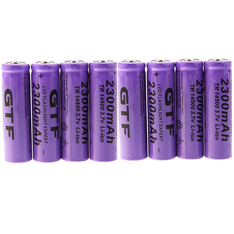 GTF 3.7V 14500 Battery 2300mAh Li-ion Rechargeable Battery For LED Flashlight Torch Batteries
GTF 3.7V 14500 Battery 2300mAh Li-ion Rechargeable Battery For LED Flashlight Torch Batteries