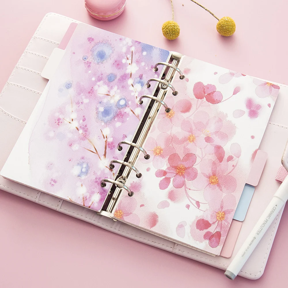 

Pink Cherry blossoms Series A5 A6 Spiral Notebook Loose Leaf Separator Pages Notebook Refill Notebook Paper Inside Pages