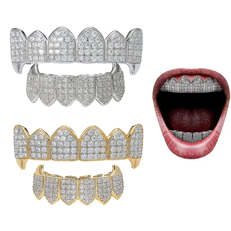 Shine Hip Hop Grillz Fanged AAA Zircon Cluster Mouth Teeth Grillz Caps Top & Bottom Grill Set Men Women Vampire Grills
Shine Hip Hop Grillz Fanged AAA Zircon Cluster Mouth Teeth Grillz Caps Top & Bottom Grill Set Men Women Vampire Grills