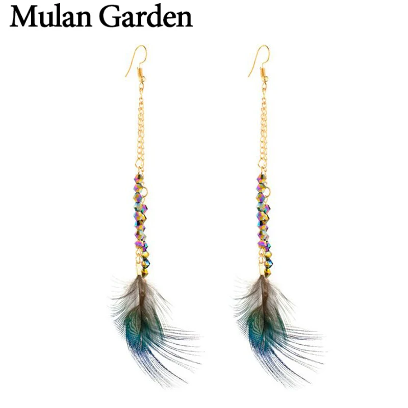 Mulan Garden Ethnic Long Peacock Feather Earrings for Women Resin Beads Trendy Statement Metal Chain Earrings New Christmas Gift
Mulan Garden Ethnic Long Peacock Feather Earrings for Women Resin Beads Trendy Statement Metal Chain Earrings New Christmas Gift