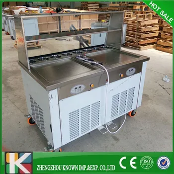 Double square pans fried ice cream roll machine with pedal controller
Double square pans fried ice cream roll machine with pedal controller