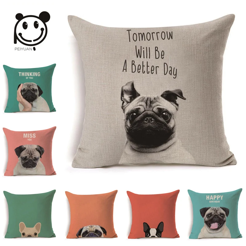 PEIYUAN Animal Pug Dog Pillow Case New Design Custom Linen Print Square Cushion Cover
PEIYUAN Animal Pug Dog Pillow Case New Design Custom Linen Print Square Cushion Cover