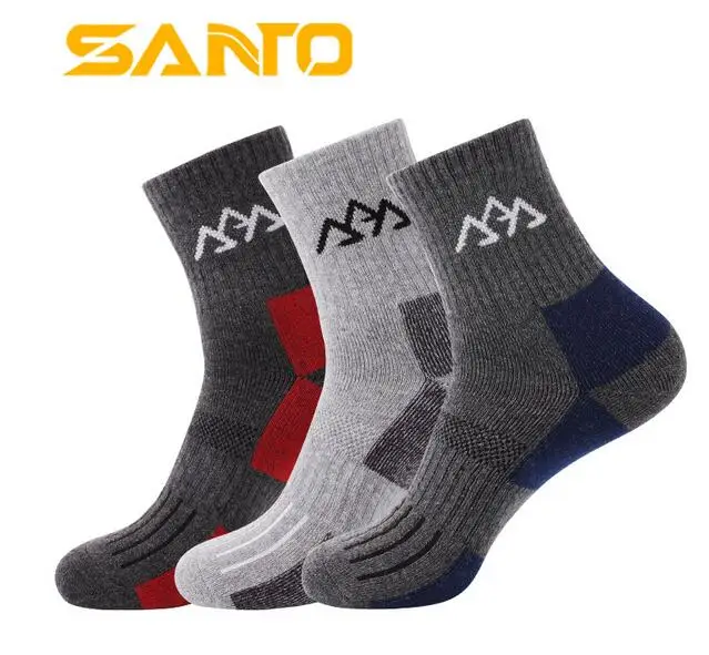 

SANTO Quick Drying Men Socks Outdoor Sports Socks For Hiking Cycling Camping Trekking Coolmax Thick Thermosocks