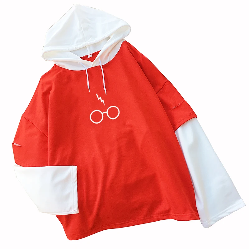 Harajuku Harry Potter's Glasses Printed Hoodies Women 2018 Autumn Kawaii Casual Loose Fake Two Pieces Splicing Hooded Sweatshirt
Harajuku Harry Potter's Glasses Printed Hoodies Women 2018 Autumn Kawaii Casual Loose Fake Two Pieces Splicing Hooded Sweatshirt