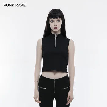 PUNK RAVE Women's Punk Stand Collar Hollow Out Lace-up Sleeveless Black Tank Tops Contracted Fashion Short T-shirts Women
PUNK RAVE Women's Punk Stand Collar Hollow Out Lace-up Sleeveless Black Tank Tops Contracted Fashion Short T-shirts Women