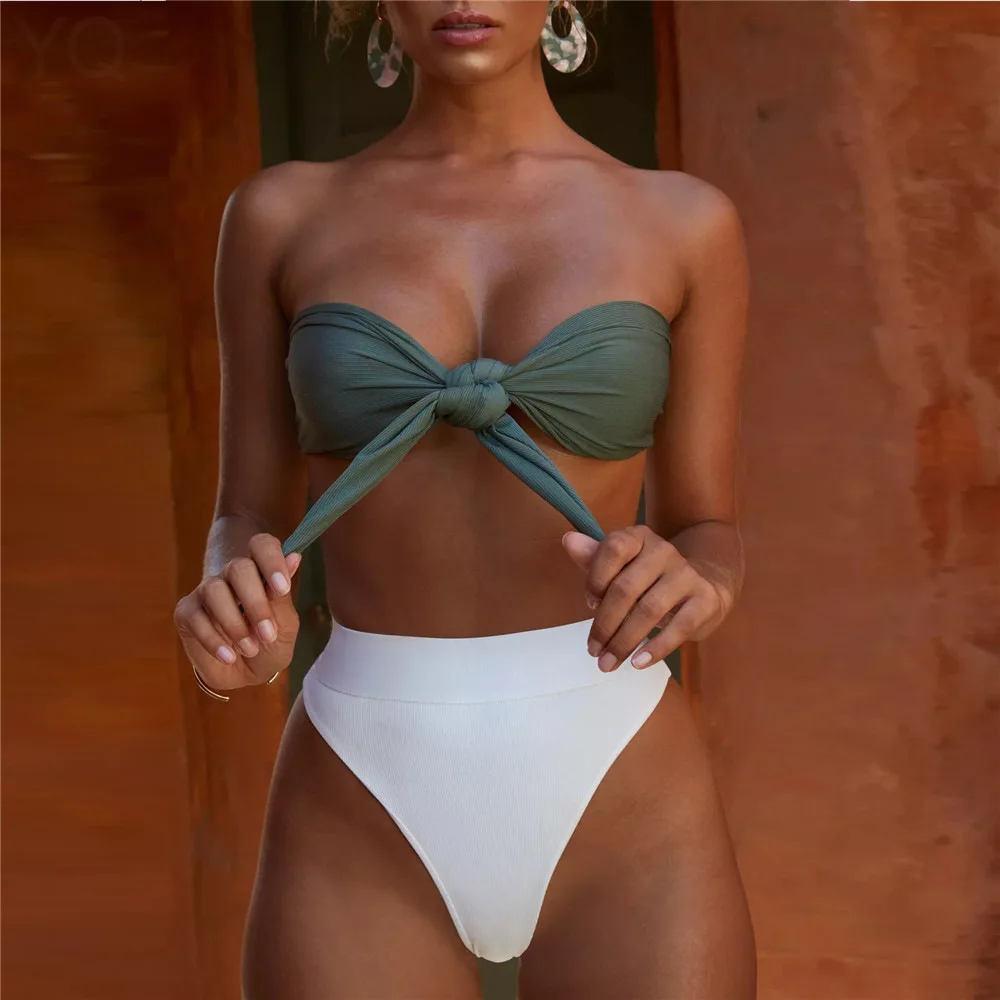 Solid Bikini Front Kont Bow Tie Swimwear Women Sexy Off Shoulder Swimsuit Beach Push Up Bathing Suit High Waist Bikini Biquini
Solid Bikini Front Kont Bow Tie Swimwear Women Sexy Off Shoulder Swimsuit Beach Push Up Bathing Suit High Waist Bikini Biquini