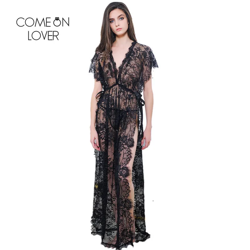 Comeonlover Side Split Womens Robes Sleepwear Short Sleeves Lace Lingerie Dress Long Ankle Lenght Gowns For Women Dormir RT80262
Comeonlover Side Split Womens Robes Sleepwear Short Sleeves Lace Lingerie Dress Long Ankle Lenght Gowns For Women Dormir RT80262