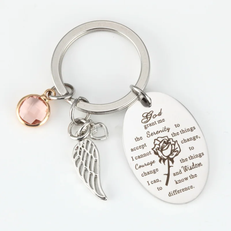 JEPHNE New God Grant Me The Serenity Prayer Keyring Rhinestone Wing Charm Keychain Inspirational Key Ring Bible Christian Gifts
JEPHNE New God Grant Me The Serenity Prayer Keyring Rhinestone Wing Charm Keychain Inspirational Key Ring Bible Christian Gifts