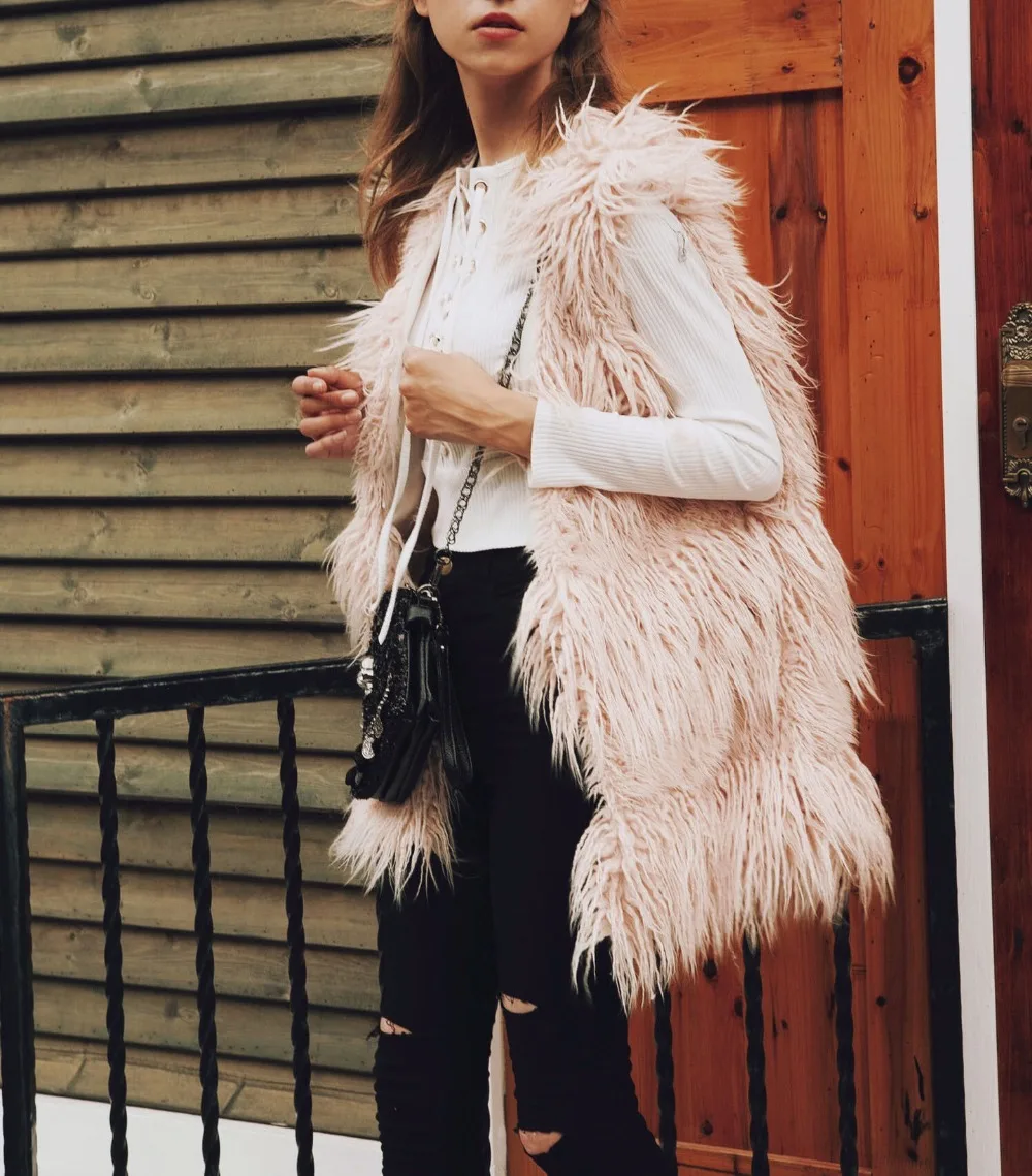 Real time fashion imitation fur vest female Europe and America popular beach wool vest (15)