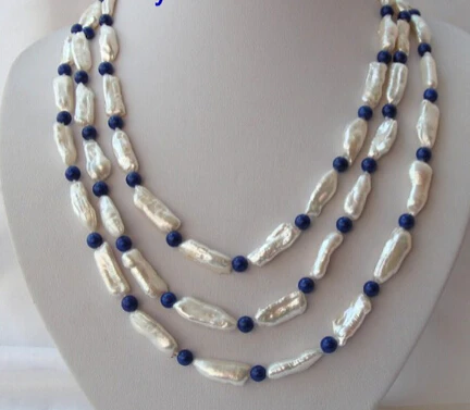 Jewelr 005364 stunning 3rows big 25mm white baroque pearls blue lapis lazuli necklace
Jewelr 005364 stunning 3rows big 25mm white baroque pearls blue lapis lazuli necklace