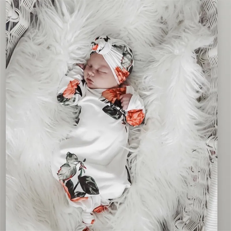 Newborn-Baby-Hat-Turban-Cotton-Beanie-Infant-Baby-Swaddle-Blanket-Boy-Girl-Floral-Baby-Wrap