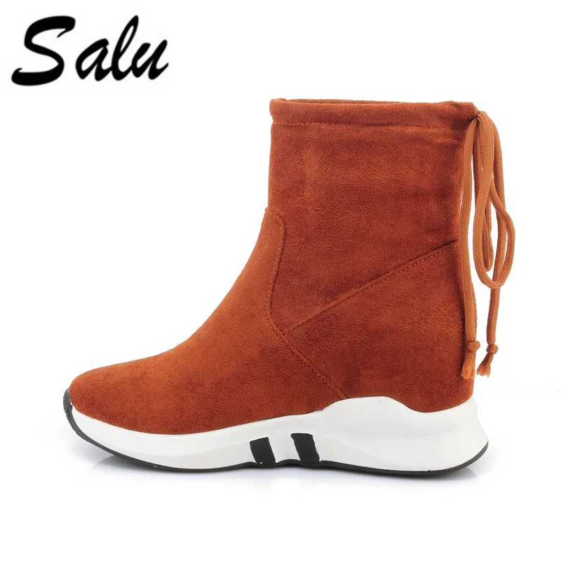 Salu hot sale women boots black red autumn winter ladies boots flock round toe wedges heel ankle boots big size 34-43
Salu hot sale women boots black red autumn winter ladies boots flock round toe wedges heel ankle boots big size 34-43