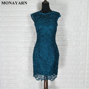 MONAYARN Two Pieces Lace Dresses With Jacket Knee Length