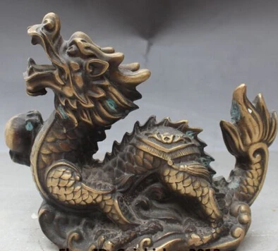 S0039 8" Old Chinese Bronze Fengshui Folk Zodiac Year Dragon Play Bead Ball Statue D0317
S0039 8" Old Chinese Bronze Fengshui Folk Zodiac Year Dragon Play Bead Ball Statue D0317