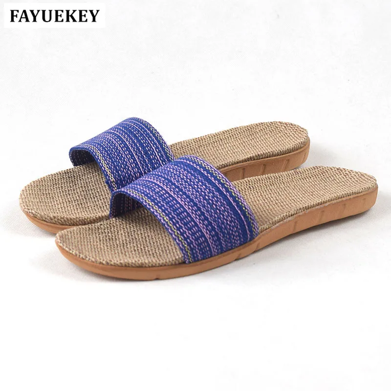 FAYUEKEY 18 новые модные летние домашние льняные дышащие тапочки женские пляжные