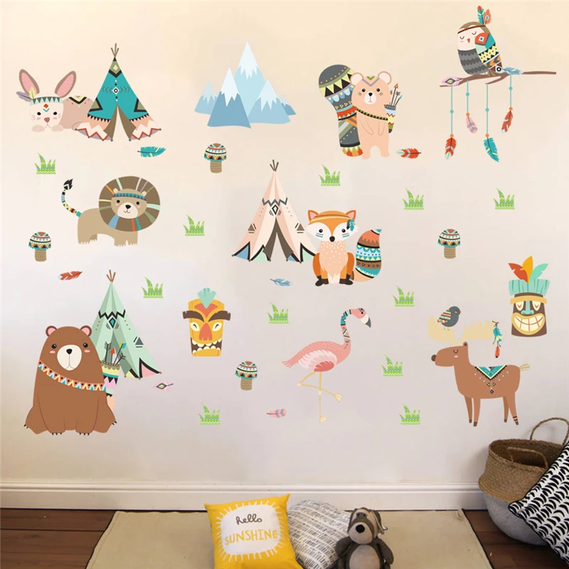 cartoon owl lion bear fox indian tribe animals wall stickers for kids rooms nursery home decor pvc wall decals diy mural art
cartoon owl lion bear fox indian tribe animals wall stickers for kids rooms nursery home decor pvc wall decals diy mural art