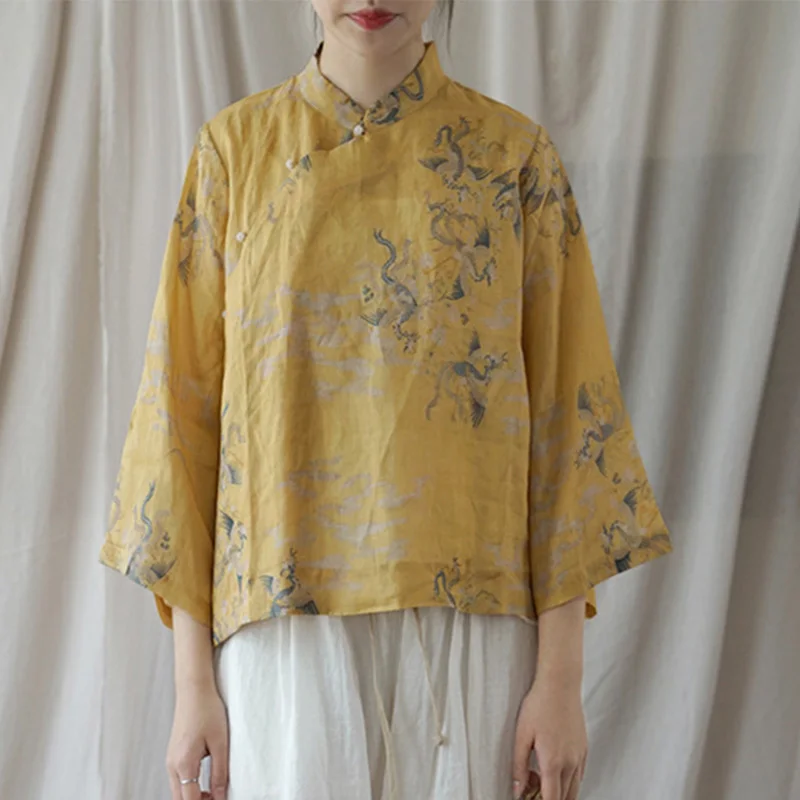 SCUWLINEN Women Tops 2019 Spring Vintage Chinese Style Print Stand Collar Jade Button Loose Ramie Shirts Blouse Women P091
SCUWLINEN Women Tops 2019 Spring Vintage Chinese Style Print Stand Collar Jade Button Loose Ramie Shirts Blouse Women P091