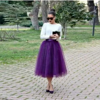 Noble Purple Tulle Skirt Midi Length Skirts A-line Zipper Waist 5 Layers Top
Noble Purple Tulle Skirt Midi Length Skirts A-line Zipper Waist 5 Layers Top