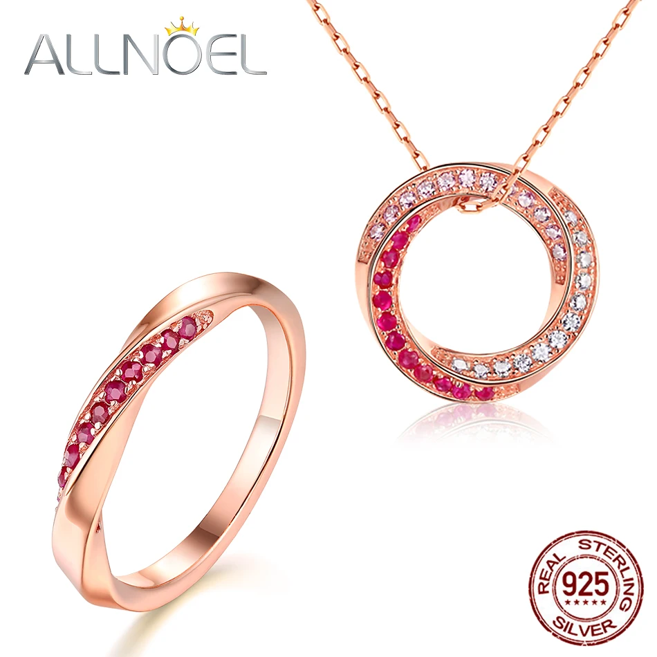 ALLNOEL S925 Sterling Silver Ruby Gemstone Jewellry Set for Women Luxury Rose Gold Round Vortex Ring Long Necklace Fine Jewelry
ALLNOEL S925 Sterling Silver Ruby Gemstone Jewellry Set for Women Luxury Rose Gold Round Vortex Ring Long Necklace Fine Jewelry
