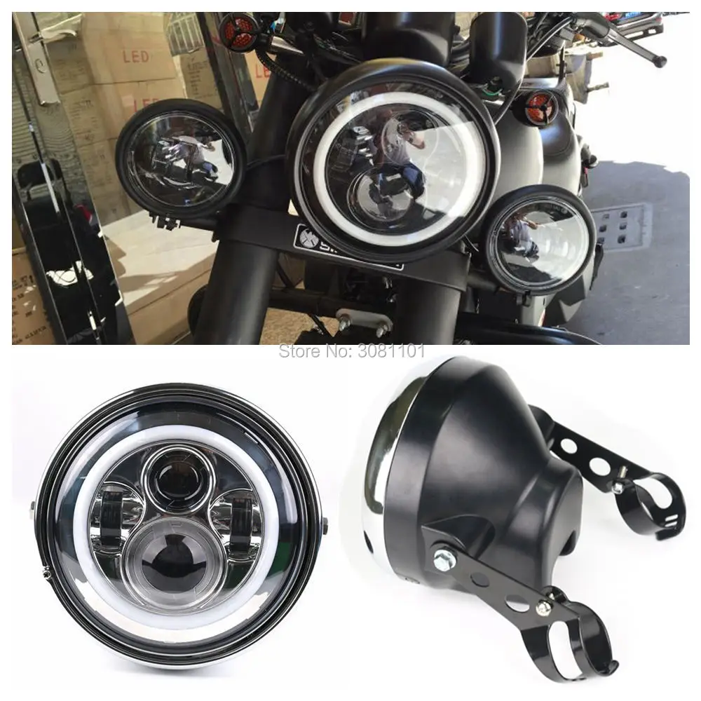 Set 7" Waterproof Projector LED Headlight with DRL and 7"Headlight Bracket Fits for Honda/1995-2014 Harley Road King
Set 7" Waterproof Projector LED Headlight with DRL and 7"Headlight Bracket Fits for Honda/1995-2014 Harley Road King