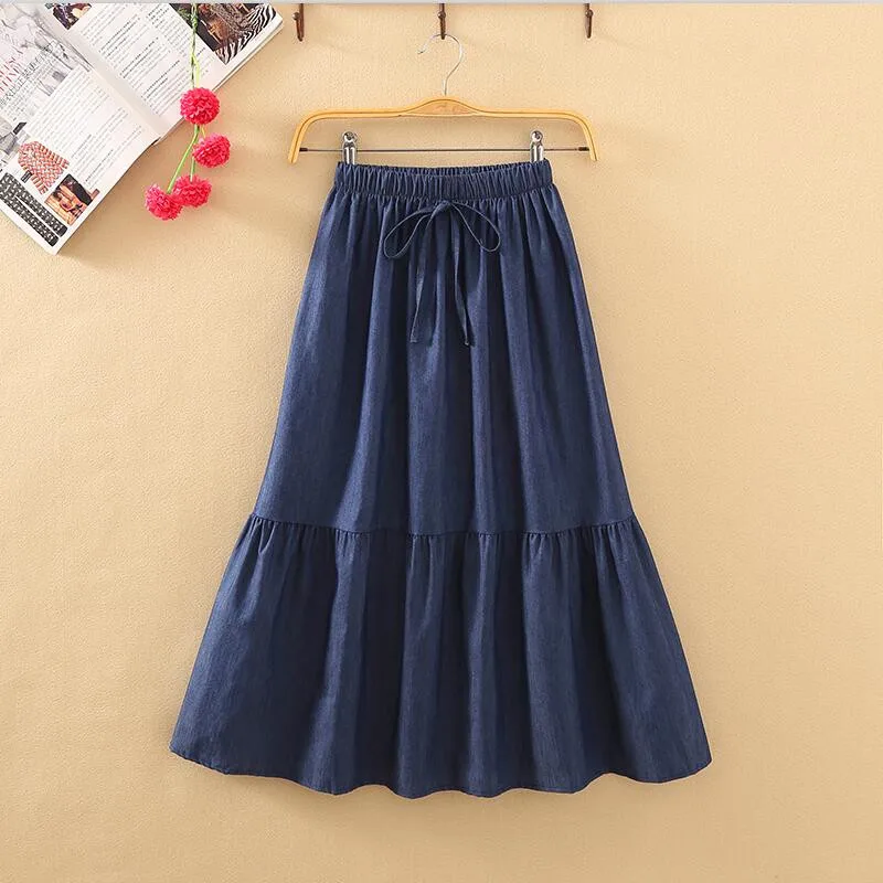 2019 Women Summer New Fashion Denim Skirt Sweet Girl Casual Loose Elastic Waist Ruffles Bow Skirt Plus Size Skirts M-7XL
2019 Women Summer New Fashion Denim Skirt Sweet Girl Casual Loose Elastic Waist Ruffles Bow Skirt Plus Size Skirts M-7XL