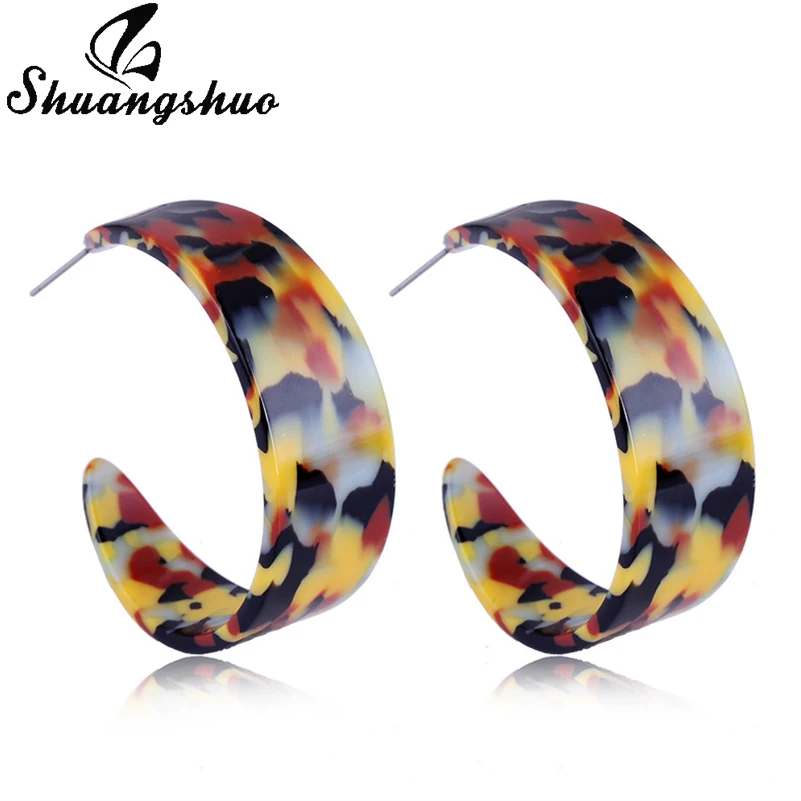 

Shuangshuo C Shape South Korea Big Acrylic Earrings Statement Earrings Hoop Acetic Acid Earrings For Women Accessories brincos