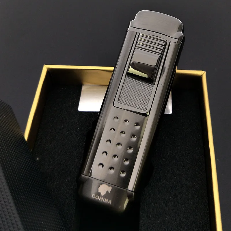 COHIBA 4 Troch Jet Flame металлическая ветрозащитная сигаретная Зажигалка для путешествий