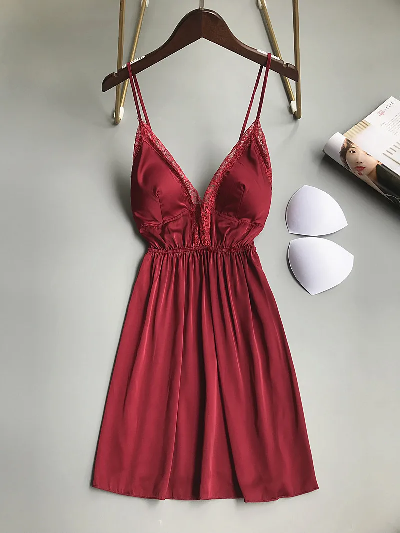 Summer Nightwear Lace Women Sleepshirts V-Neck Sexy Lingerie Satin Nightdress Backless Nightgowns Sleepwear Nightshirts
Summer Nightwear Lace Women Sleepshirts V-Neck Sexy Lingerie Satin Nightdress Backless Nightgowns Sleepwear Nightshirts