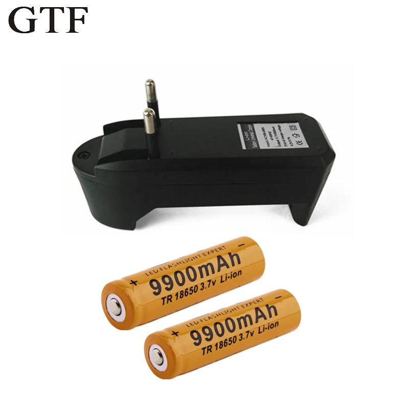 GTF 3 7 v 18650 аккумуляторная батарея 9900mAh литий-ионная для фонарика + зарядное