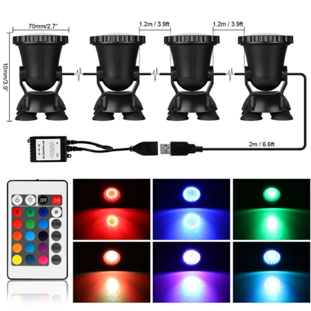 

4pcs/set LED Waterproof Spotlamp Aquarium FishTank Fountain garden Swimming pool Underwater Submersible spot light EU/US/UK Plug