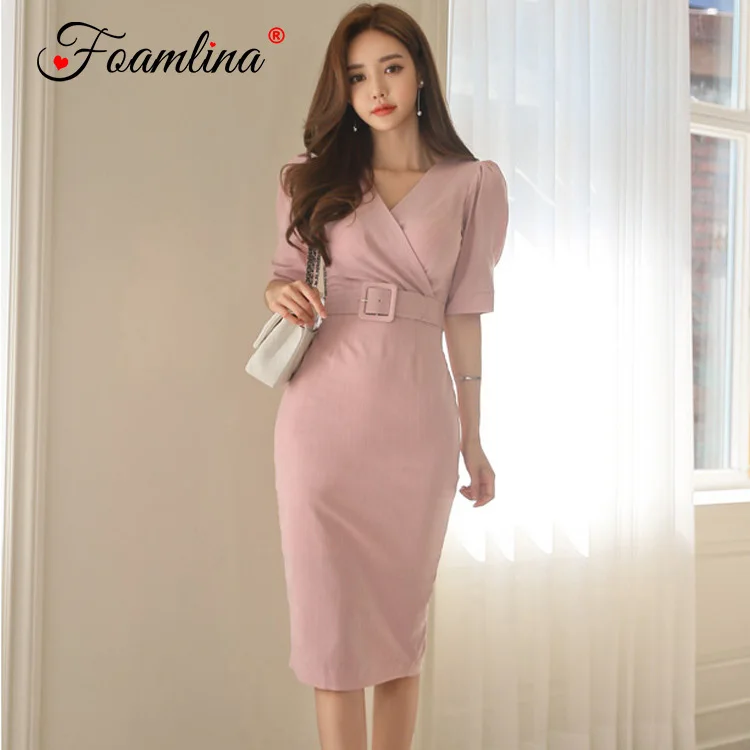 Foamlina Elegant Ladies Pink Stripe Bodycon Pencil Sheath Dress Summer Women V-neck Short Sleeve Casual Work Office Midi Dress
Foamlina Elegant Ladies Pink Stripe Bodycon Pencil Sheath Dress Summer Women V-neck Short Sleeve Casual Work Office Midi Dress