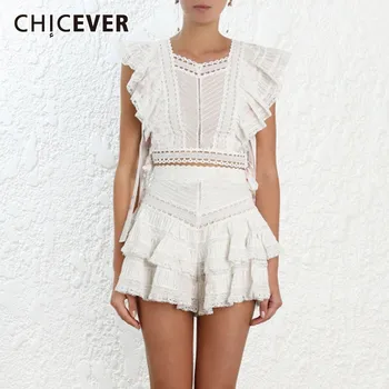 CHICEVER Summer Lace Patchwork Two Piece Set Women Square Collar Short Sleeve Blouse Ruffles Shorts Female Suit Fashion 2020 New
CHICEVER Summer Lace Patchwork Two Piece Set Women Square Collar Short Sleeve Blouse Ruffles Shorts Female Suit Fashion 2020 New