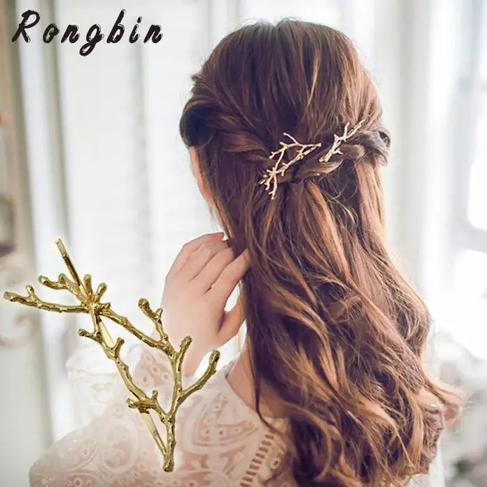 

2017 Tree Clip Fashion Novel Designer Vintage Metal Branches Hairpins For Women Wedding Hair Jewelry Accessories Pinzas De Pelo