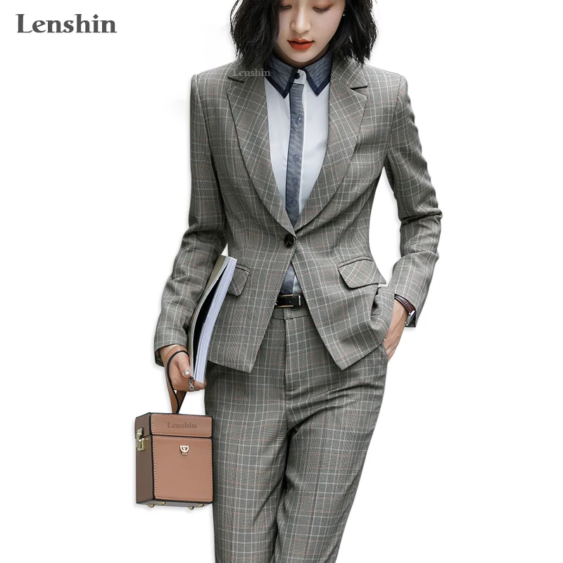 Lenshin 2 Piece Set Formal Plai Pant Suit One Button Blazer Office Lady Uniform Design Women Business Jacket and Pant Work Wear
Lenshin 2 Piece Set Formal Plai Pant Suit One Button Blazer Office Lady Uniform Design Women Business Jacket and Pant Work Wear