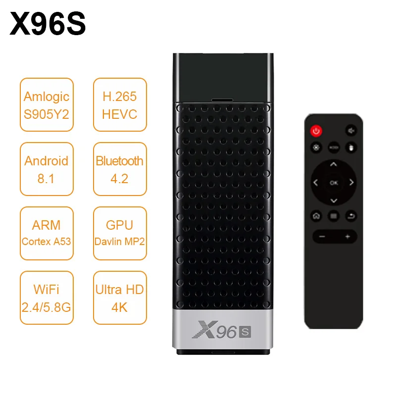 New X96S Mini PC Android 8.1 TV stick Amlogic S905Y2 2G+16G 4G+32G ROM 2.4G&5GHz Dual Wifi BT4.2 4K HD Smart Media Player TV box
New X96S Mini PC Android 8.1 TV stick Amlogic S905Y2 2G+16G 4G+32G ROM 2.4G&5GHz Dual Wifi BT4.2 4K HD Smart Media Player TV box
