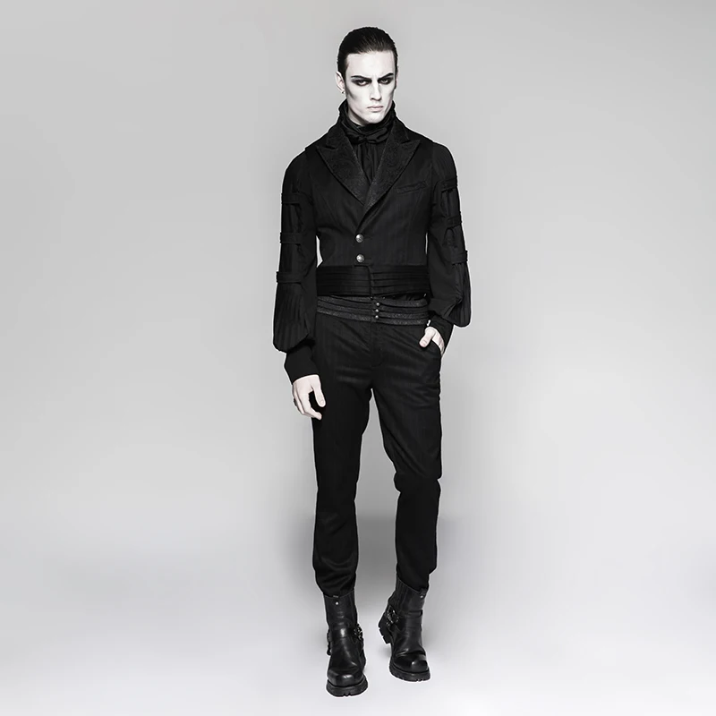 Gentleman steam punk striped trousers slightly elastic woven fabric simple steampunk style pants gothic style mens pants
Gentleman steam punk striped trousers slightly elastic woven fabric simple steampunk style pants gothic style mens pants