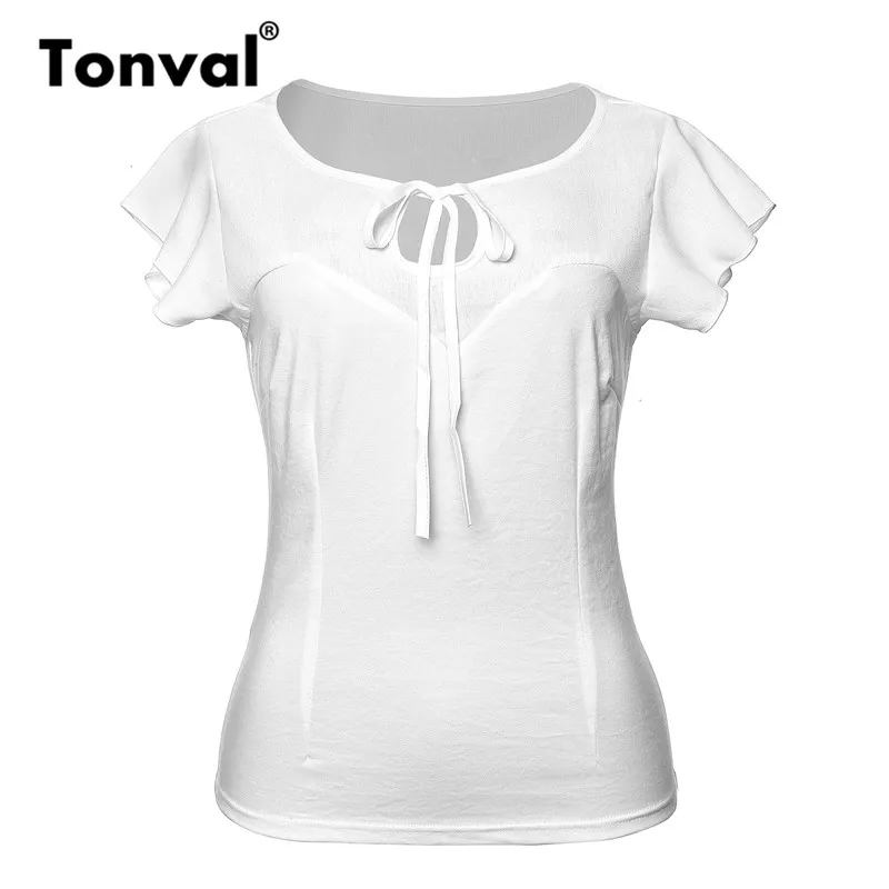 Tonval Vintage White Blouse Ruffle Sleeve Women Summer Tie Top 2018 Ladies Office Blouses Shirts
Tonval Vintage White Blouse Ruffle Sleeve Women Summer Tie Top 2018 Ladies Office Blouses Shirts