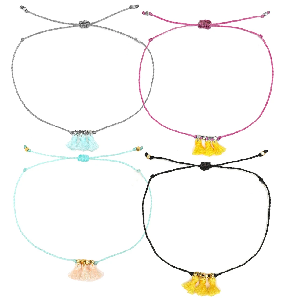 boho women Triple Tassel Anklet bracelet faceted beads women bracelet new Single delicate wax-coated string friendship bracelets 
boho women Triple Tassel Anklet bracelet faceted beads women bracelet new Single delicate wax-coated string friendship bracelets