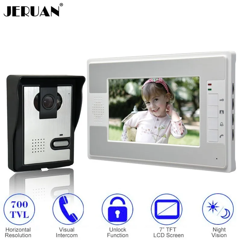 

JERUAN Hot Sale Cheap 7 Inch LCD Color Video Door Phone Doorbell Intercom System Kit 700TVL IR Camera In Stock FREE SHIPPING