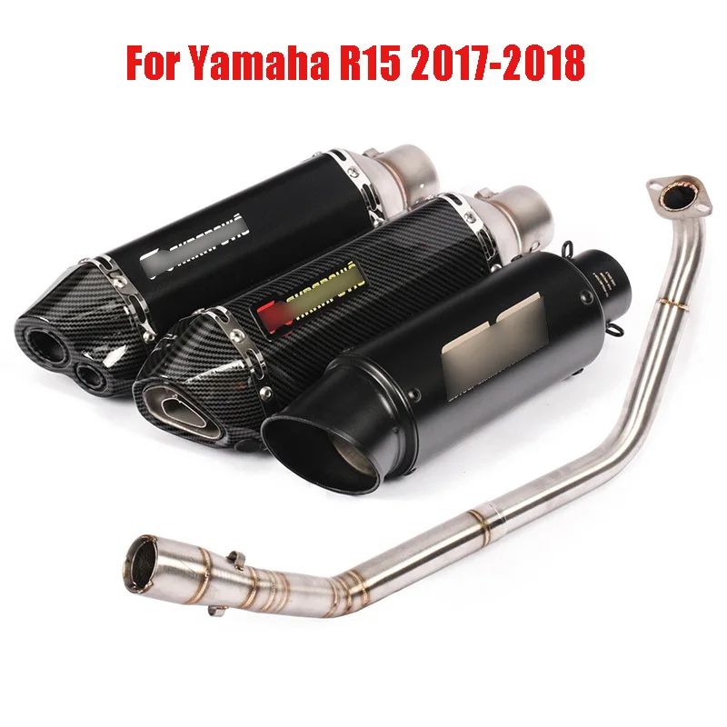 R15 Motorcycle Full Exhaust System Front Link Pipe Muffler Tip Escape Pipe Slip On Whole Set for Yamaha R15 V3 2017 2018 2019
R15 Motorcycle Full Exhaust System Front Link Pipe Muffler Tip Escape Pipe Slip On Whole Set for Yamaha R15 V3 2017 2018 2019