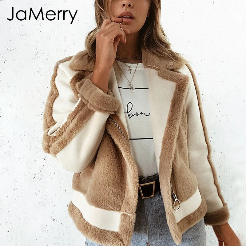 JaMerry Casual khaki fur winter coat women Zipper pocket faux fur jacket coat female Warm patchwork suede outerwear 2018 autumn
JaMerry Casual khaki fur winter coat women Zipper pocket faux fur jacket coat female Warm patchwork suede outerwear 2018 autumn