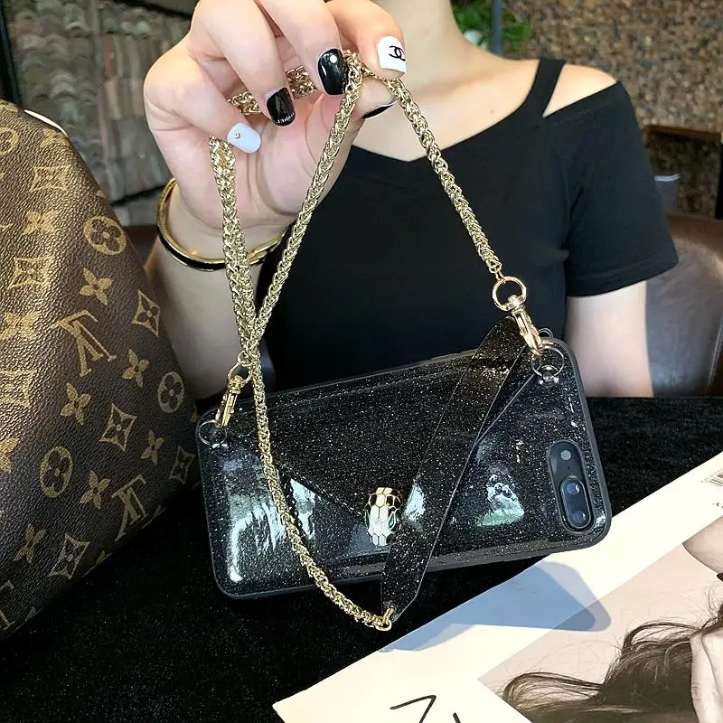 Luxury Glitter Leather Wallet Metal Lanyard Brand Case for iPhone XR X XS Max 7 7plus 8 8plus 6 s Plus Fashion Cover Capa Coque
Luxury Glitter Leather Wallet Metal Lanyard Brand Case for iPhone XR X XS Max 7 7plus 8 8plus 6 s Plus Fashion Cover Capa Coque