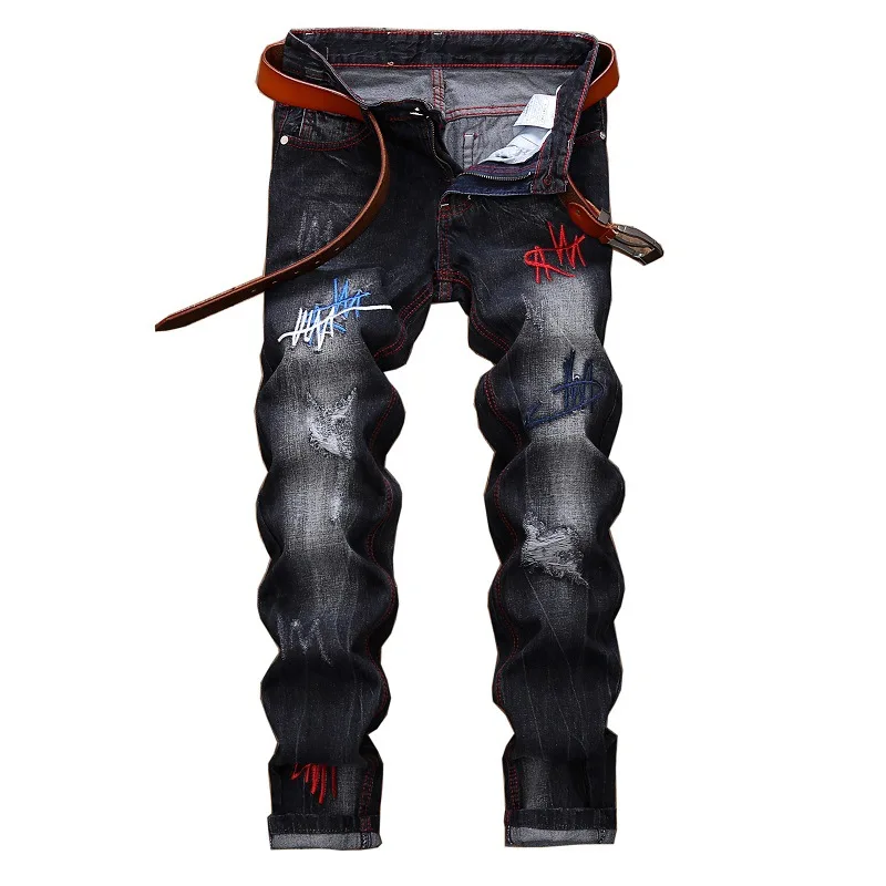 New Cotton Brand Fashion Designer Casual Jeans Men Straight Black Embroidery Mens Ripped Jeans High Quality Denim Trousers
New Cotton Brand Fashion Designer Casual Jeans Men Straight Black Embroidery Mens Ripped Jeans High Quality Denim Trousers