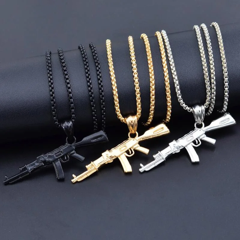 3 Color Steampunk Personalized AK47 Gun Big Pendant Necklaces Men Black Silver Gold Alloy Statement Necklace Hip Hop Jewelry
3 Color Steampunk Personalized AK47 Gun Big Pendant Necklaces Men Black Silver Gold Alloy Statement Necklace Hip Hop Jewelry